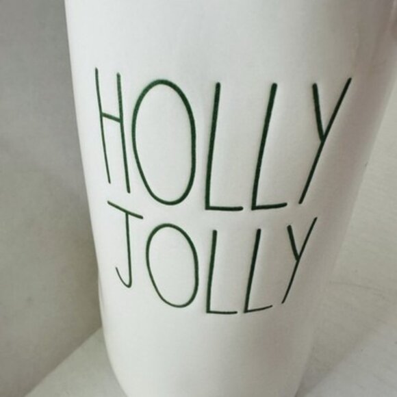 Rae Dunn Holly Jolly Christmas Bottle Vase Ceramic Magenta 195 Artisan Collect - Picture 2 of 9